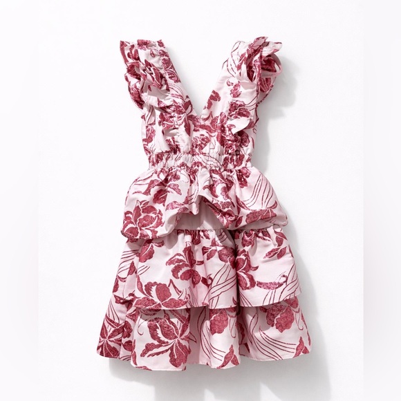 Floral Ruffle Mini Dress - Pink - Picture 1 of 3